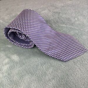 Ike Behar Blue Tie with Geometric Pattern
